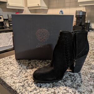 Vince Camuto Black Chunky Heel Ankle Booties